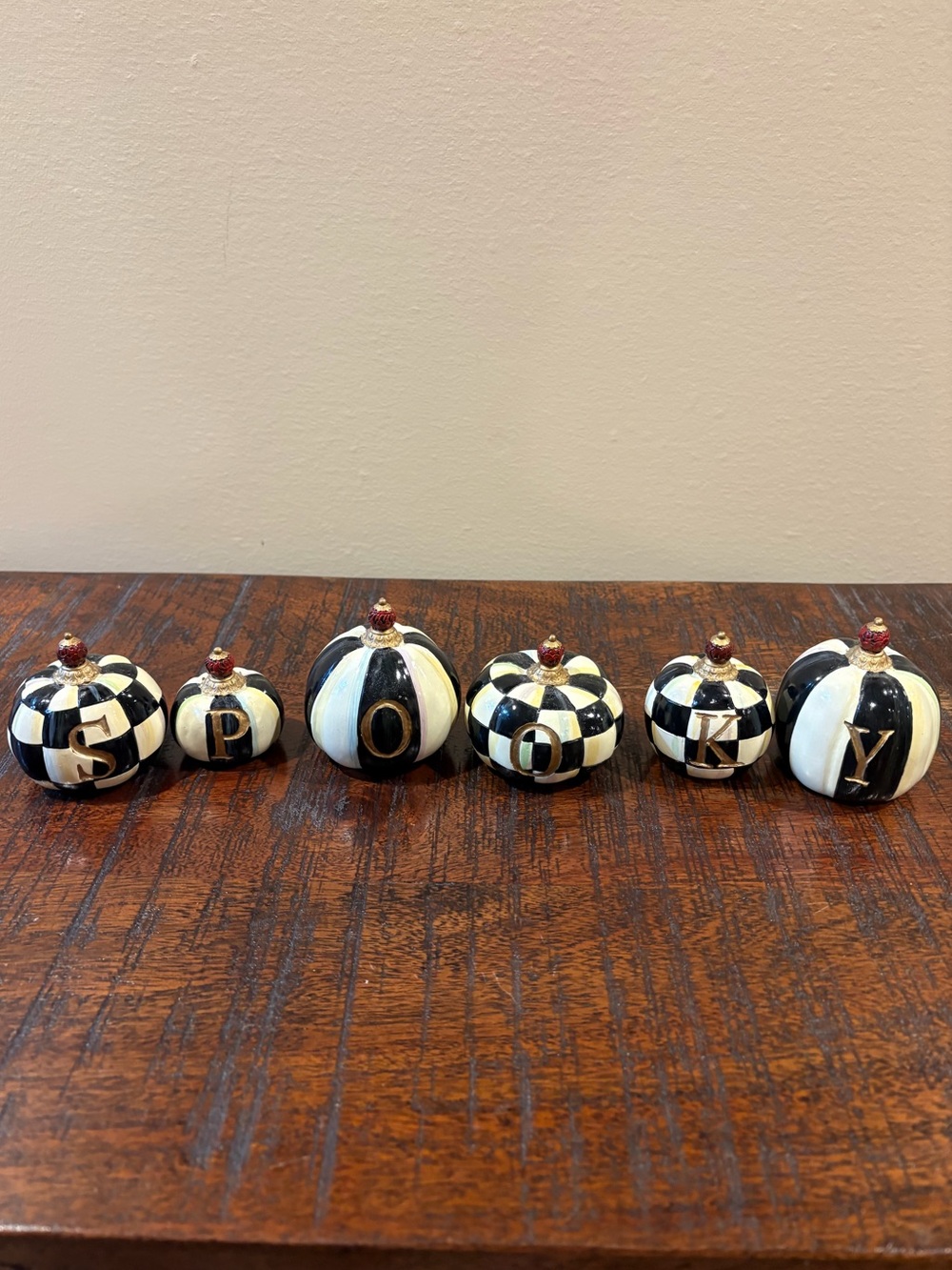 MacKenzie-Childs Courtly Check SPOOKY Mini Pumpkins